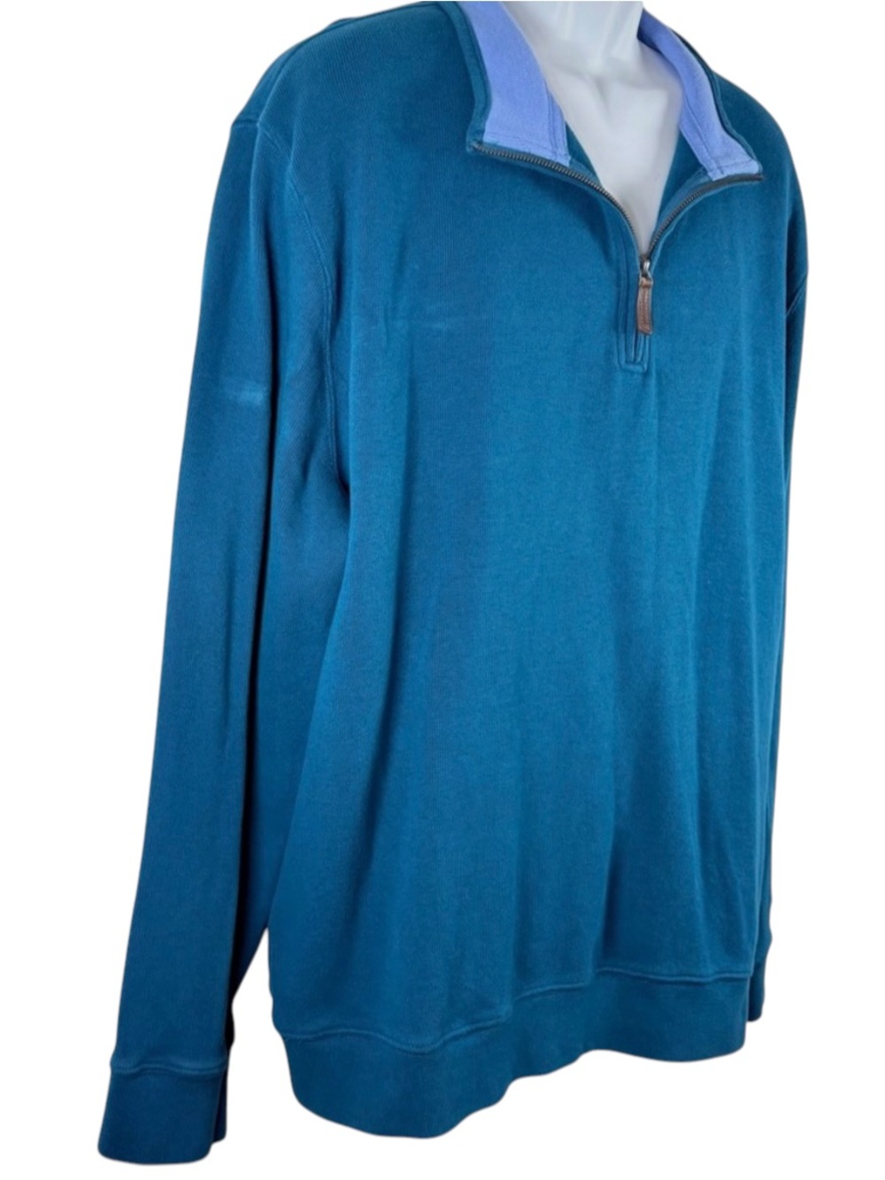 Lands' End Men's Blue Quarter Zip Pullover Sweater SzXXL Preppy Casual Staple - Picture 3 of 12